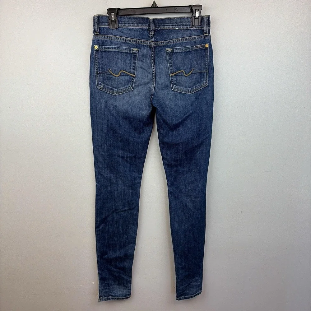 7 For All Mankind The Skinny Jeans Womens 27 Medium Wash Blue Slim Denim USA‎